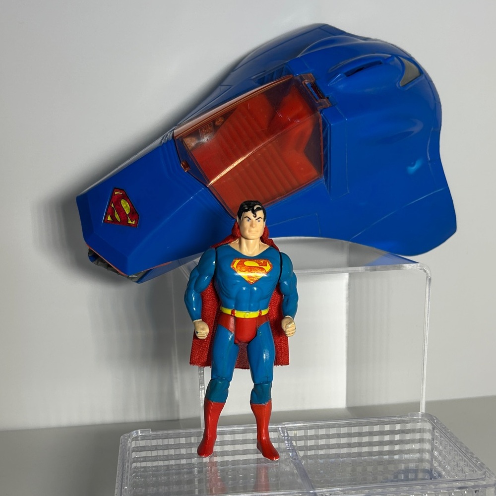 Vintage Super Powers SUPERMAN Complete Figure & SUPERMOBILE Vehicle 1984 Kenner